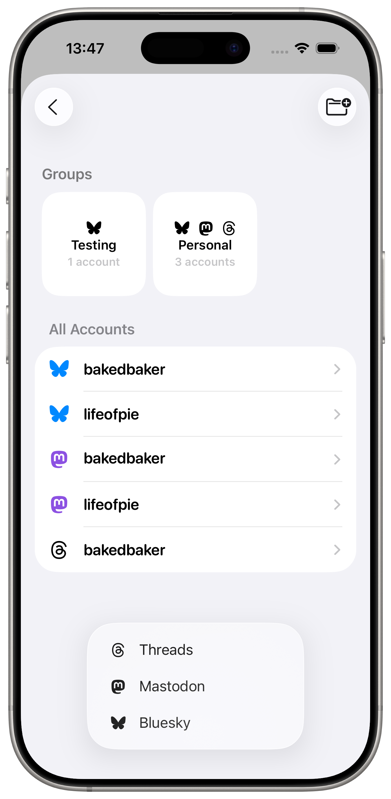 Managing accounts in Croissant